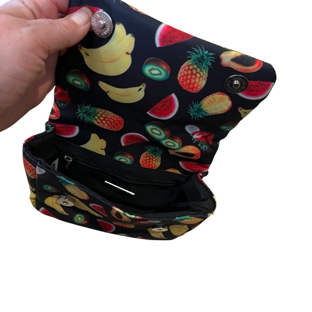 Tropical fruit purse bag banana pineapple watermelon papaya kiwi black 3 am - Picture 4 of 4